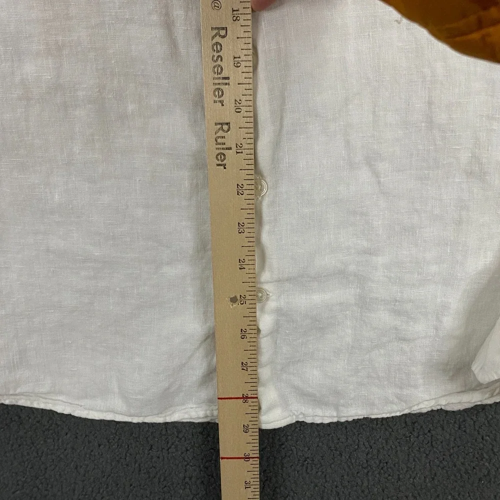 Mr Mood Linen Shirt Mens Medium Band Collar White‎ Resort Vacation Portugal